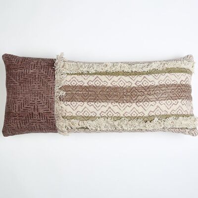 Block Printed & Tufted Lumbar Cushion cover