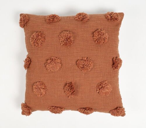 Hand Tufted Brick Pom-Pom Cotton Cushion Cover