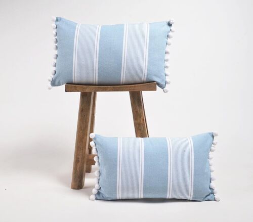 Striped Sky Handloom Lumbar Cushion Covers (set of 2)