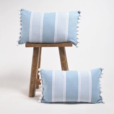 Striped Sky Handloom Lumbar Cushion Covers (set of 2)