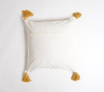 Housse de coussin à pompons brodés miel 6