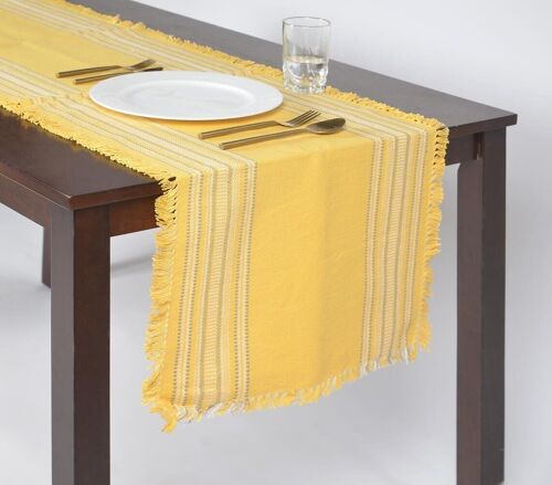 Fringe Borders Yellow Table Runner