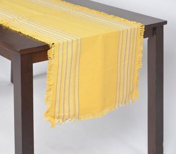 Chemin de table jaune à bordures à franges 4