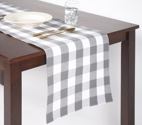 Gingham Handloom Cotton Table Runner