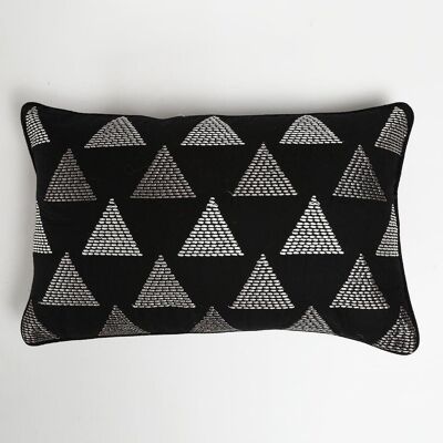 Kantha Monotone Lumbar Cushion Cover, 20 x 12 inches