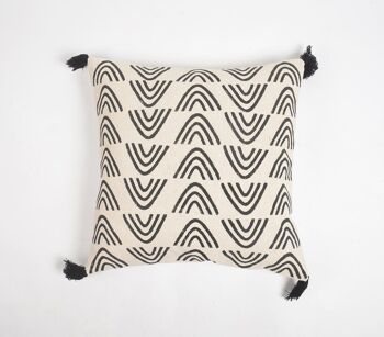 Housse de coussin à pompons en coton monochrome Boomerang, 20 x 20 pouces 4