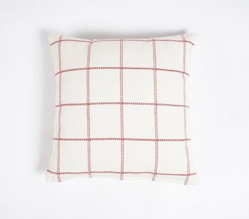 Housse de coussin tissée en coton à carreaux de Noël, 16 x 16 pouces 3