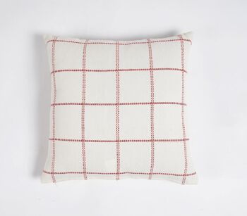 Housse de coussin tissée en coton à carreaux de Noël, 16 x 16 pouces 4