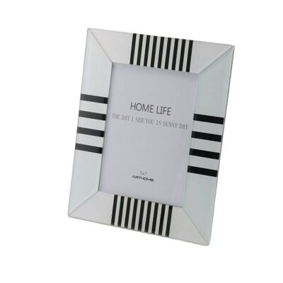 WHITE/BLACK GLASS PHOTO FRAME 13X18X20CM HM5110315