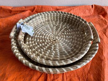 SET 2 PLATEAUX FIBRE NATURELLE 40X40X8CM HM11007000 2