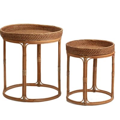 SET 2 TAVOLI IN BAMBÙ RATTAN 35X35X45CM HM472572000