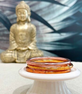 Bracelet bouddhiste certifié made in Thaïlande - Modèle fin - ORANGE GOLD 2