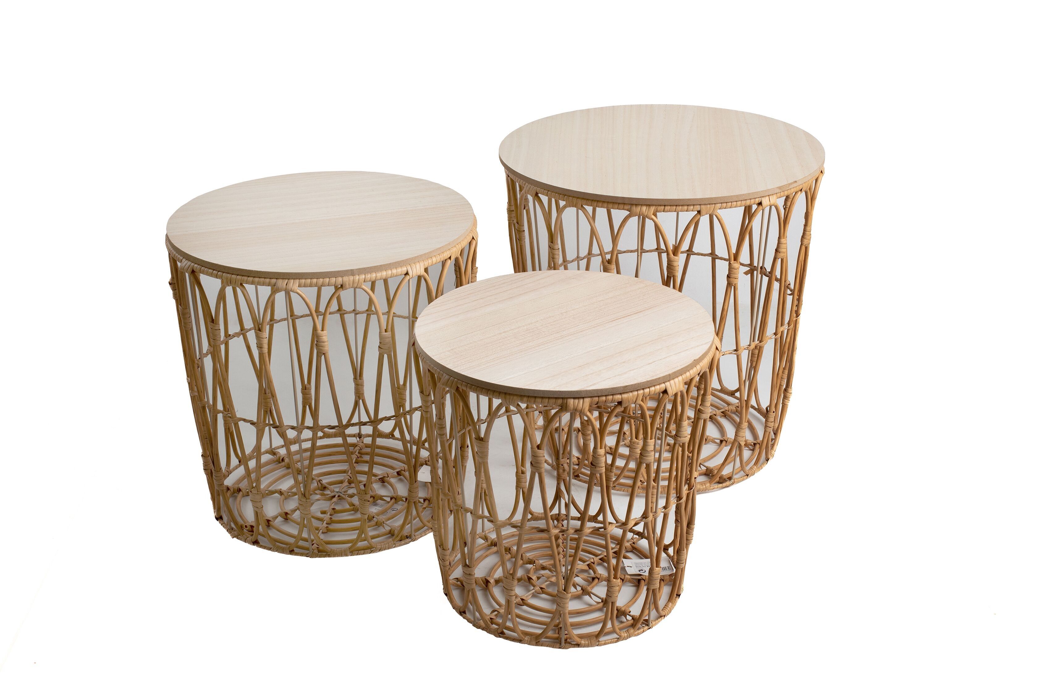 SET MIT 3 KORBTISCHEN AUS WEIDE HM843092000