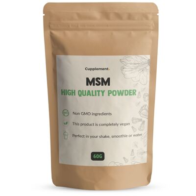 Cupplement - MSM in polvere 60 grammi - Misurino gratuito - Preparati MSM - Senza capsule o compresse - Puro - Polvere - Anti invecchiamento