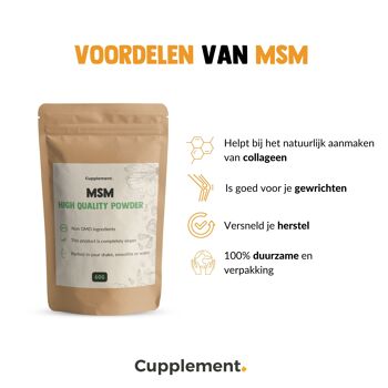 Cupplement - Poudre MSM 60 grammes - Scoop gratuit - Préparations MSM - Sans capsules ni comprimés - Pure - Poudre - Anti-âge 3