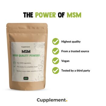 Cupplement - Poudre MSM 60 grammes - Scoop gratuit - Préparations MSM - Sans capsules ni comprimés - Pure - Poudre - Anti-âge 4