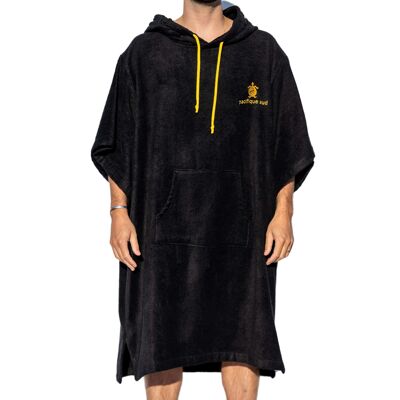 Poncho Surf Preto - Tamanho Único - Tencel - Com mangas