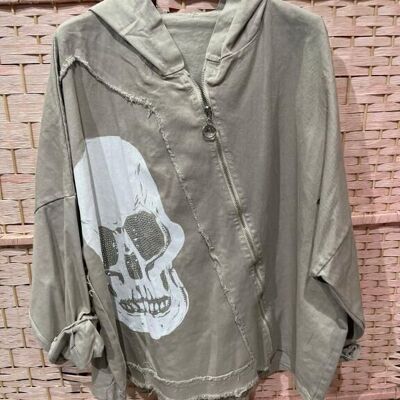 Women's Long Sleeve Cotton Jacket with Skull Design