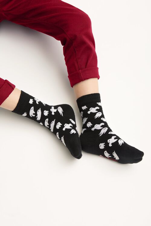 Bio Kindersocken mit Geistern - Schwarze Socken mit Geister-Muster für Kids, Ghost