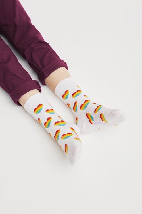 Bio Kindersocken mit Regenbogen-Herzen - Socken mit buntem Herzmuster für Kids, Rainbow Heart