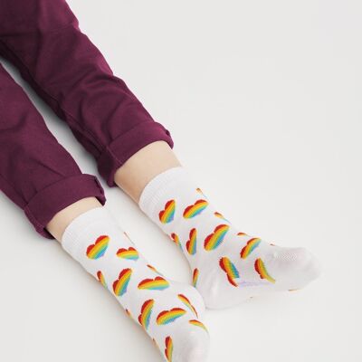 Organic children's socks with rainbow hearts - socks with a colorful heart pattern for kids, Rainbow Heart