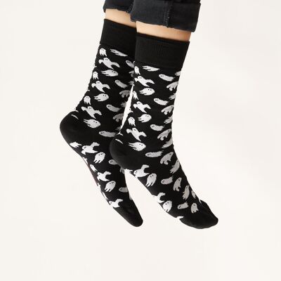 Chaussettes bio à fantômes - Chaussettes noires à motif fantôme, Ghost