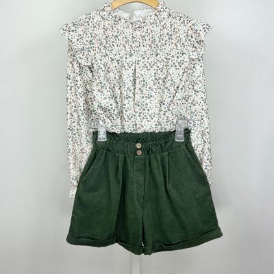 Girls' liberty floral top and corduroy shorts set