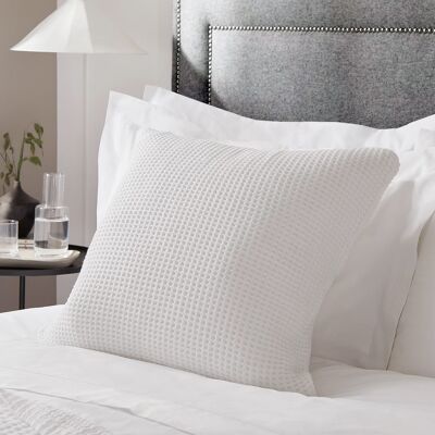 Lot de 2 housses de coussin gaufrées pour hôtel - 100 % coton