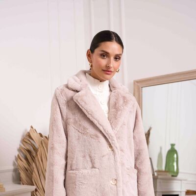 Straight cut faux fur coat - Y152