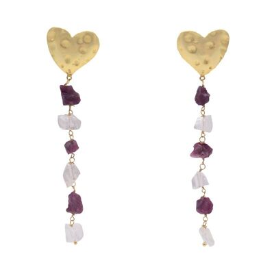 Boucles d'oreilles Crush Rubis et Rose Blanc