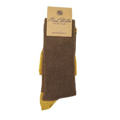 Miss Brown-Curry Herringbone High Socks