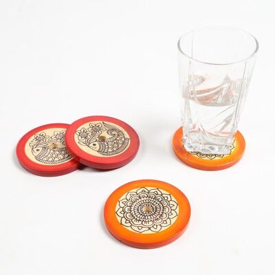 Hand Painted & Turned Wooden Channapatna Coasters with Stand (set of 4)_1