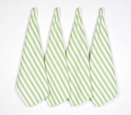 Yarn-Dyed Lime Striped Cotton Kitchen Towels (set of 4)