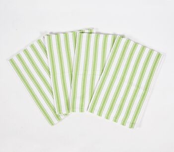Serviettes de cuisine en coton rayé à la lime teint en fil (ensemble de 4) 2