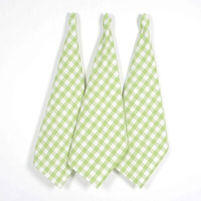 Lime Checks Handwoven Cotton Kitchen Towels (set of 3)