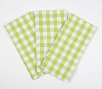 Serviettes de cuisine en coton tissées à la main Lime Checks (ensemble de 3) 2