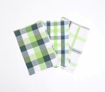 Serviettes de cuisine en coton gaufré teint en fil (ensemble de 3) 2