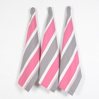 Hot Pink Striped Kitchen Towels (set of 3)