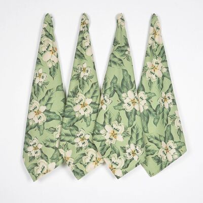 Tropical Magnolia Printed Cotton Kitchen Towels (set of 4)