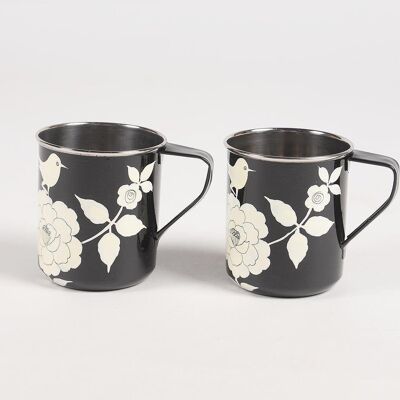 Hand Painted Stainless steel Mugs (Set of 2)_1