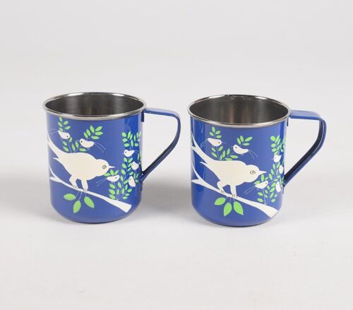 Hand Painted Stainless Steel Mugs (Set of 2)