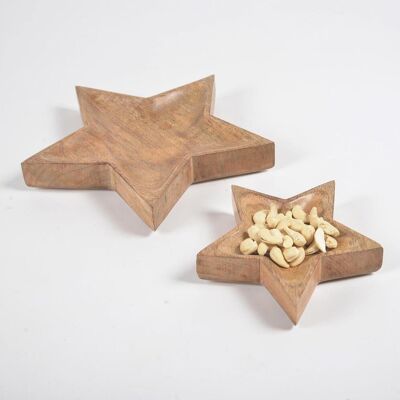 Star-Shaped Mango Wood Snack trays (set of 2)