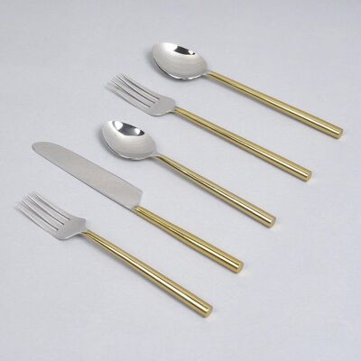 Silver & Gold-Toned Stainless Steel Cutlery Set (Set of 5)