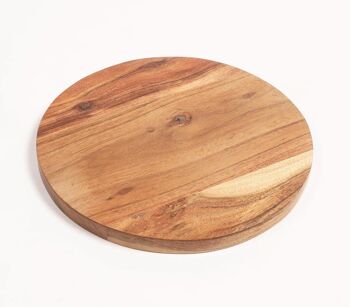 Plateau de service rond classique en bois d'acacia 1