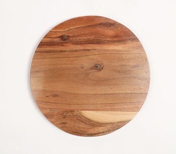 Plateau de service rond classique en bois d'acacia 2