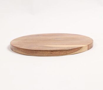 Plateau de service rond classique en bois d'acacia 3