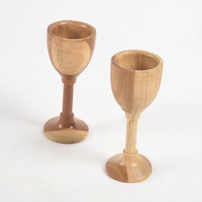 Turned Acacia Wood Wine Glasses (set of 2)