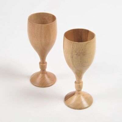 Acacia Wood Turned Short Wine Glasses (set of 2)