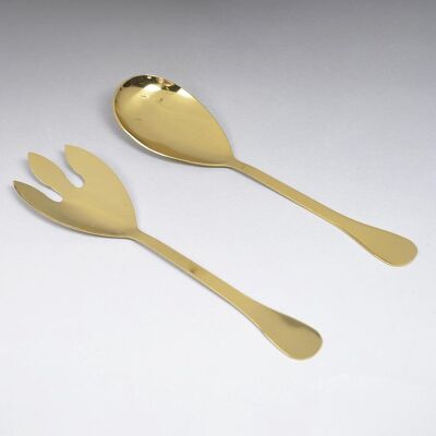Gold-Toned Stainless Steel Classic Salad Serving Spoons (Set of 2)