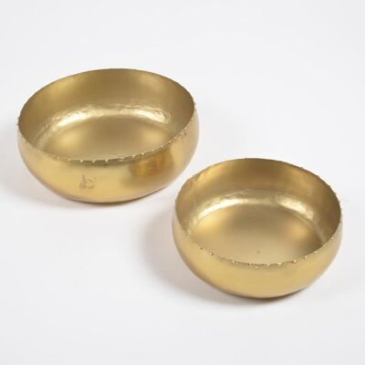 Traditional Gold-Toned Iron Serving Bowls (Set of 2)
